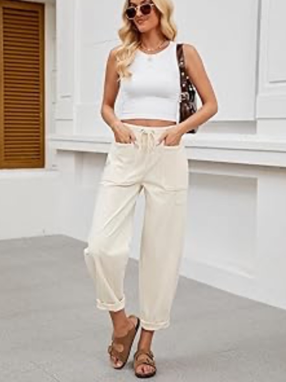 NWT Smith & Hawken Natural-Tone Tie-Waist 100% Linen Pants
